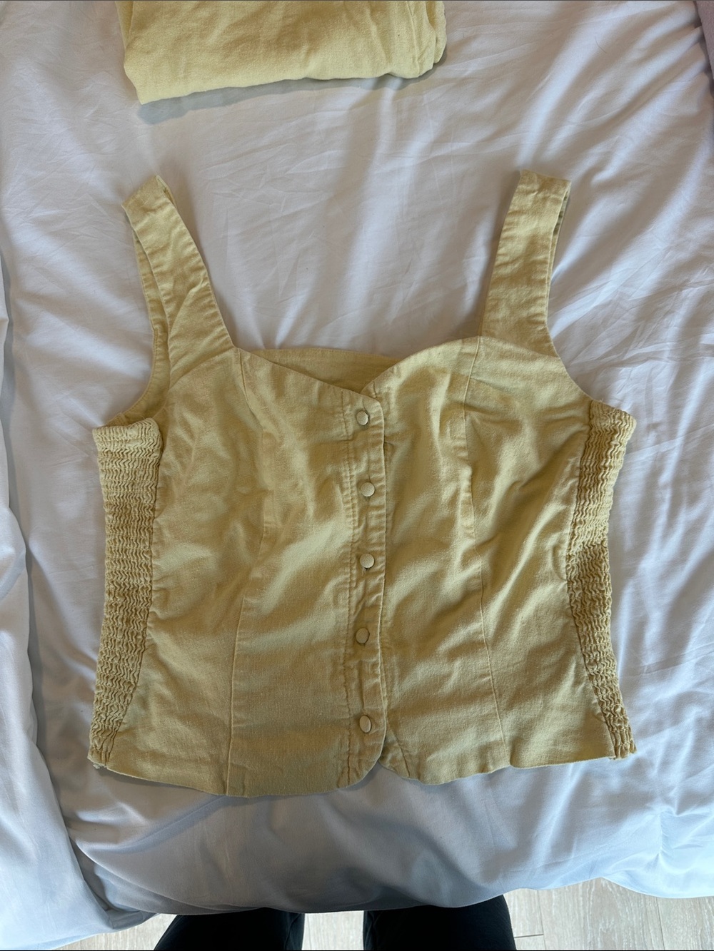 Old Navy Light Yellow Button-Front Mini Dress - Picture 4 of 7